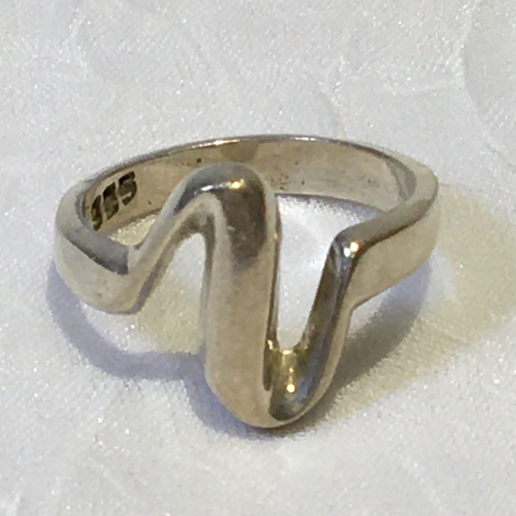 Mexico 925 Sterling Silver Zigzag Shape Ring - Picture 1 of 6